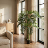 72" Green Artificial Palm Tree In Round Black Pot