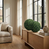 Set of Two 19" Dark Green Artificial Boxwood Tree