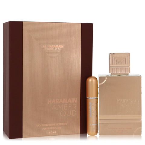 Al Haramain Amber Oud Gold Edition Extreme by Al Haramain - Gift Set 3.4 oz 3.4 Pure Perfume Spray + 0.34 oz Refillable Spray