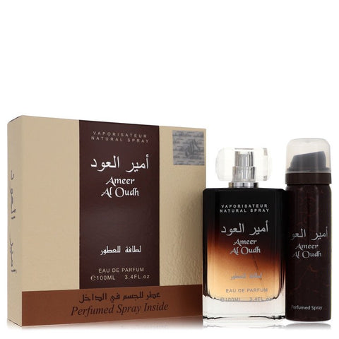 Ameer Al Oudh by Lattafa - Gift Set -- 3.4 oz Eau De Parfum Spray + 1.7 oz Perfumed Spray
