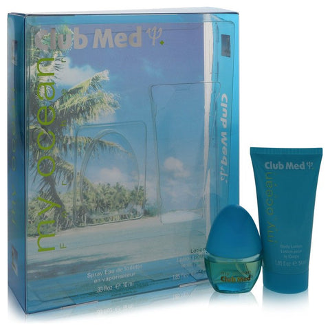 Club Med My Ocean by Coty - Gift Set -- .33 oz Mini EDT Spray + 1.85 oz Body Lotion