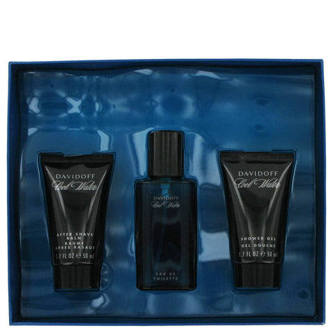 Cool Water by Davidoff - Gift Set -- 1.4 oz Eau De Toilette Spray +1.7 oz After Shave  Balm+ 1.7 oz Shower Gel