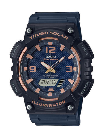 Casio Men's AQS810W-2A3V Solar Ana-Digi Blue/ Rosegold Sport Watch