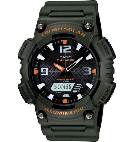 Casio Men's AQS810W-3AVCF Solar Watch with Green Band