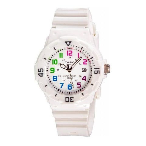 Casio Women's LRW200H-7BVCF White Resin Ranbow Dial Watch