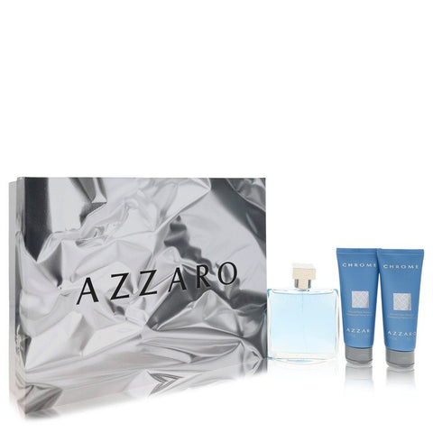 Chrome by Azzaro - Gift Set -- 3.4 oz Eau De Toilette Spray + 2 x 2.5oz All Over Shampoo