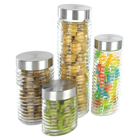 4PC GLASS CANISTER SETS