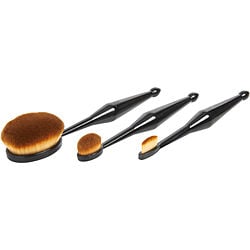 Qentessi Make Up Oval Brush Set: Small Straight Shaped Brush + Medium Oval Shaped Brush + Large Oval Shaped Brush -- 3pc