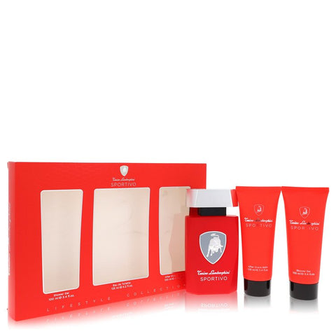 Lamborghini Sportivo by Tonino Lamborghini - Gift Set -- 4.2 oz Eau De Toilette Spray + 3.4 oz Shower Gel + 3.4 oz After Shave Balm