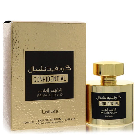Lattafa Confidential Private Gold by Lattafa - Eau De Parfum Spray (Unisex) 3.4 oz