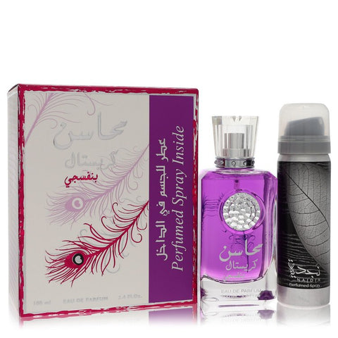 Lattafa Mahasin Crystal Violet by Lattafa - Eau De Parfum Spray with 1.7 oz Deodorant Spray 3.4 oz