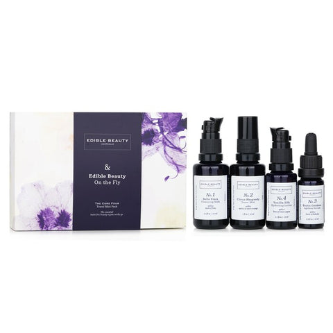 & Edible Beauty On The Fly Travel Mini Kit: Cleansing Milk 15ml+ Toner Mist 30ml+ Ageless Serum 10ml+ Hydrating Loti