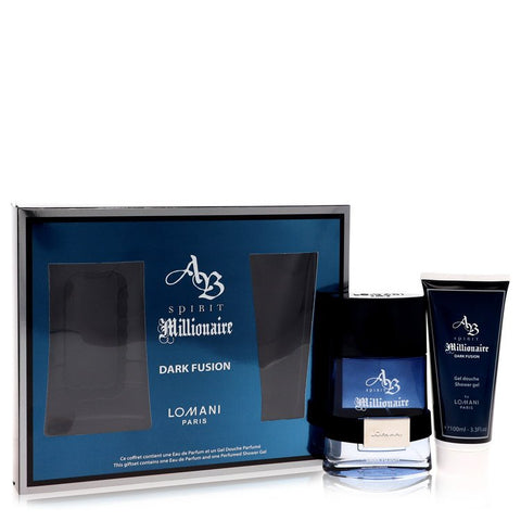 Spirit Millionaire Dark Fusion by Lomani - Gift Set -- 3.3 oz Eau De Parfum Spray + 3.3 oz Shower Gel