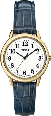 Timex Women's T2N954 Elevated Classics Gold-Tone Watch with Blue Leather Strap