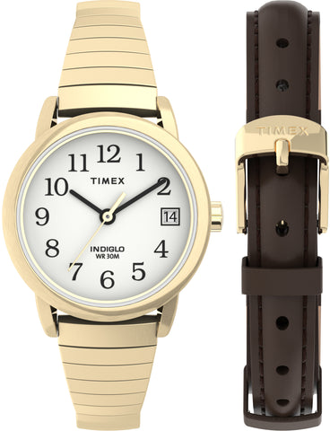 Timex TWG025300 Easy Reader   25mm Expansion Band Watch and Leather Strap Box Set