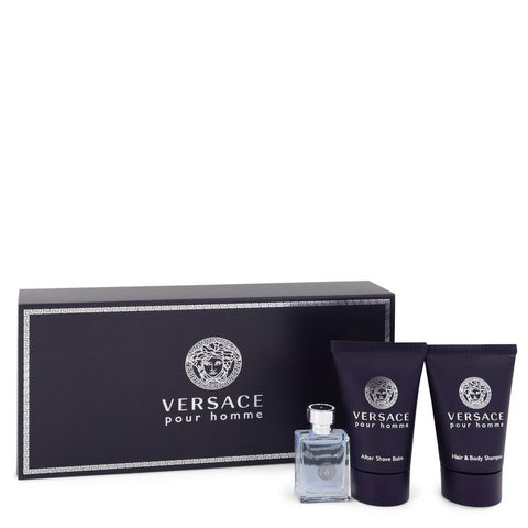 Versace Pour Homme by Versace - Gift Set -- .17 oz Mini EDT + .8 oz After Shave Balm + .8 oz Hair + Body Shampoo