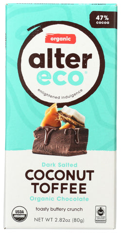 Alter Eco Dark Chocolate Coconut & Toffee (12x2.82 Oz)