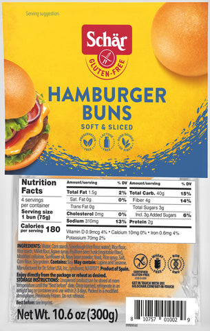 SCHAR HAMBURGER BUNS GF (4x10.60)