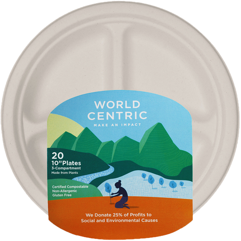 World Centric 3-Compartment Plate, 10 Inch (12x20 CT)