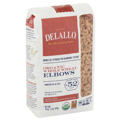 De Lallo Elbows Whole Wheat Pasta #52 (16x1 LB)