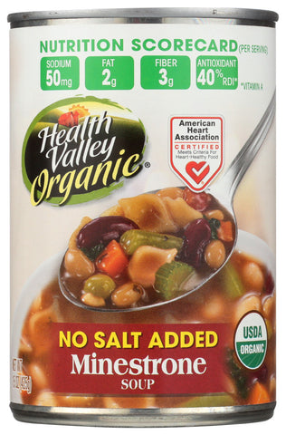 Health Valley Minestrone Soup No Salt (12x15 Oz)