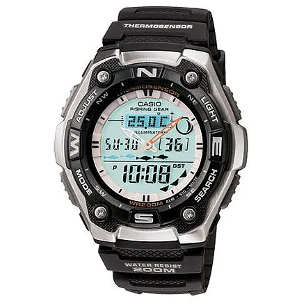 Casio Outdoor Fishing Watch Timer AQW101-1ACF, Unisex, Dial Color: Gray, Band/Strap Color: Black