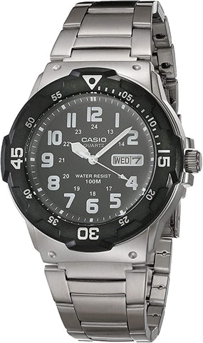 Casio Men's Diver Style Black Dial Stainless Steel Watch