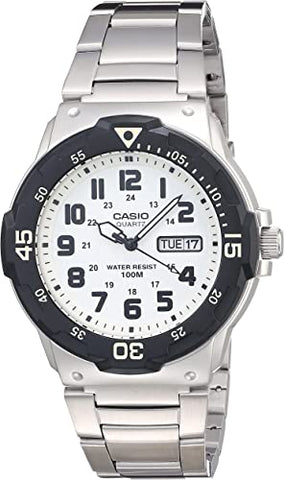 Casio Men's Diver Style White Dial Stainless Steel Watch