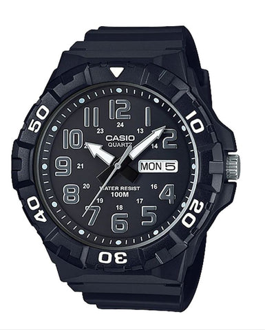 Casio Men's 'Diver Style' Quartz Resin Casual Watch, Color Black (Model: MRW-210H-1AVCF)