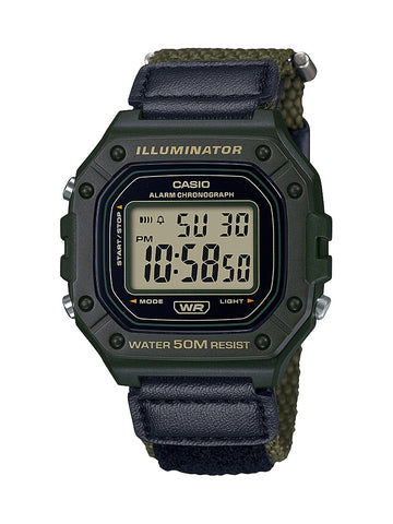 Casio Men's Classic Digital Quartz Green Resin/Nylon Watch W218HB-3AV