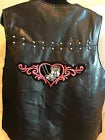 Diamond Plate Route 66 Ladies Rock Design Genuine Lambskin Leather Vest XL