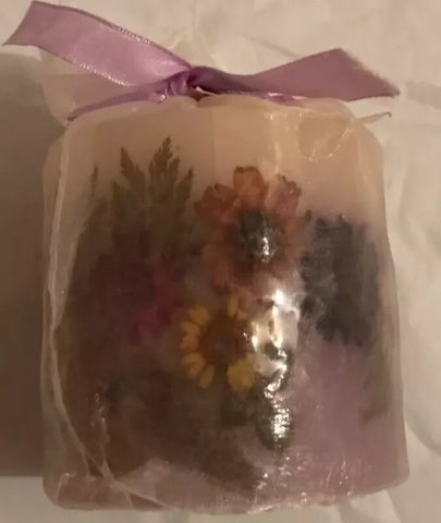 Candles Natural Dried Flowers NEW 3.5" & 3.5" Lavender Scent