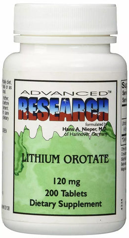 Advanced Research Lithium Orotate 120 mg., 200 Tablets
