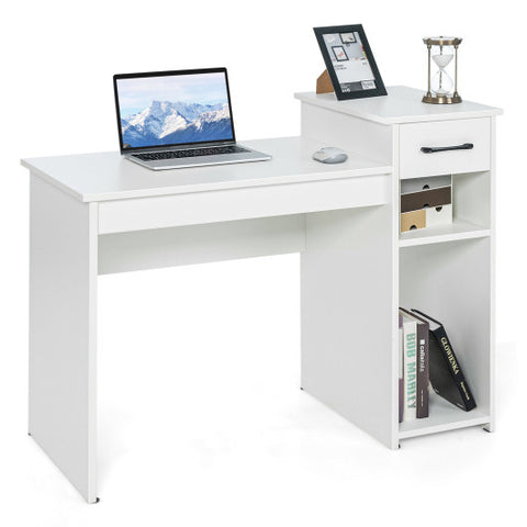 Computer Desk PC Laptop Table with Drawer and Shelf-White Computer Desk PC