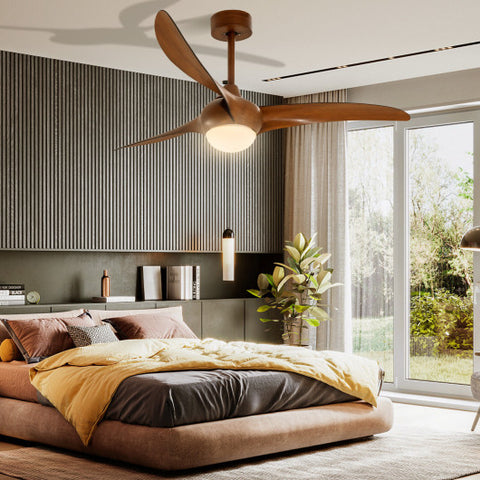 52 Inch Ceiling Fan with Changeable Light Color and 6-Level Adjustable