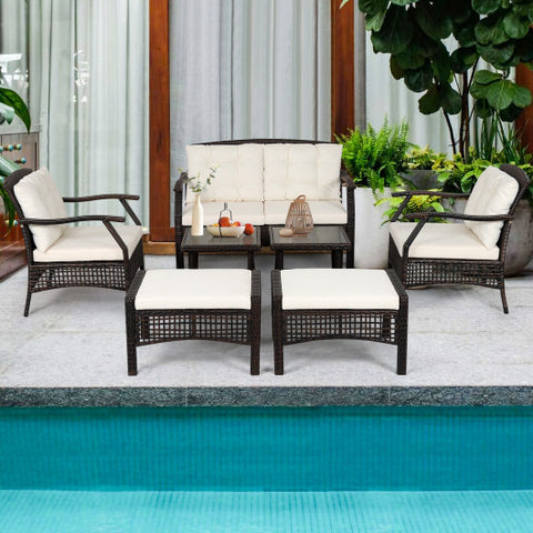 7 Pieces Outdoor Patio Furniture Set with Waterproof Cover 7 Pieces Outdoor
