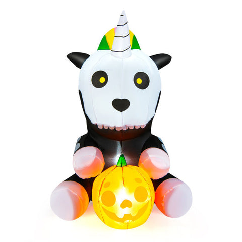5 Feet Halloween Inflatable Unicorn Skeleton with Pumpkin Lantern 5 Feet