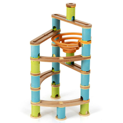 Bamboo Build Run Toy with Marbles for Kids Over 4 Bamboo Build Run Toy with