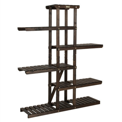 6 Tier Wood Plant Stand with Vertical Shelf Flower Display Rack