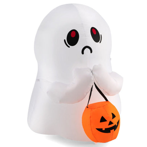 4 Feet Halloween Inflatable Ghost Holding Pumpkin Decor with LED Lights 4