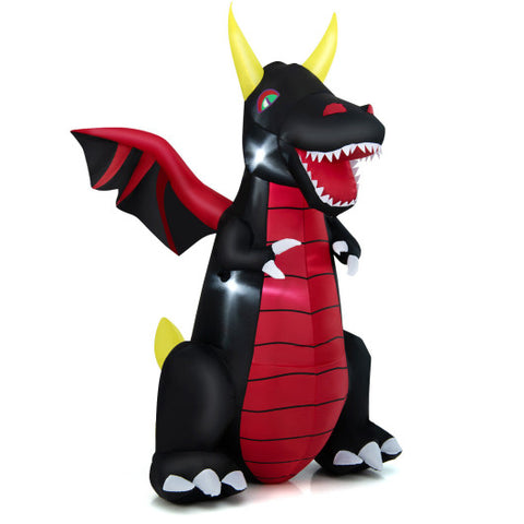 8 Feet Halloween Inflatable Fire Dragon  Decoration with LED Lights 8 Feet
