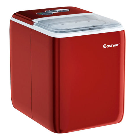 44 lbs Portable Countertop Ice Maker Machine with Scoop-Red 44 lbs Portable
