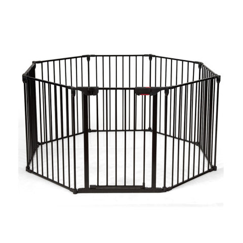 Adjustable Panel Baby Safe Metal Gate Play Yard-Black Adjustable Panel Baby