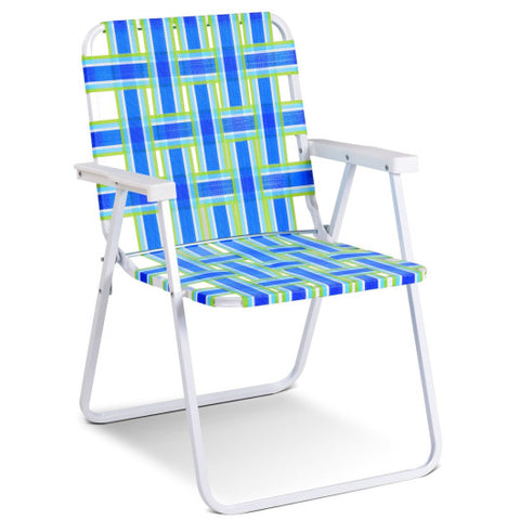 6 pcs Folding Beach Chair Camping Lawn Webbing Chair-Blue 6 pcs Folding