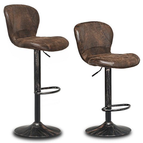 Set of 2 Adjustable Swivel Bar Stools with Hot-Stamping Cloth Set of 2