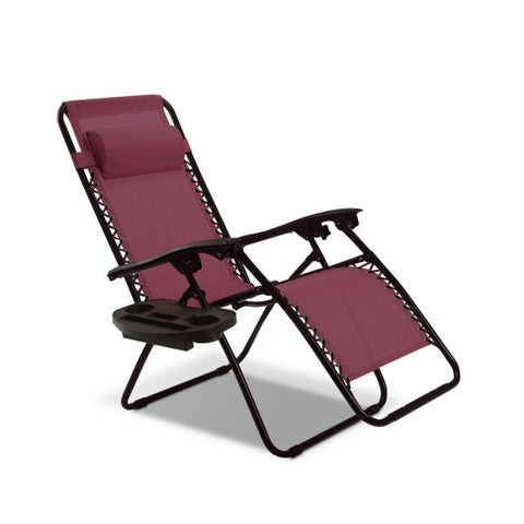 Outdoor Folding Zero Gravity Reclining Lounge Chair-Dark Red Outdoor