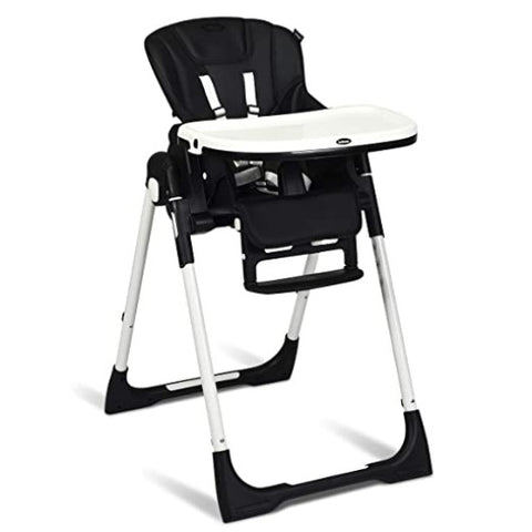 Foldable High chair with Multiple Adjustable Backrest-Black Foldable High