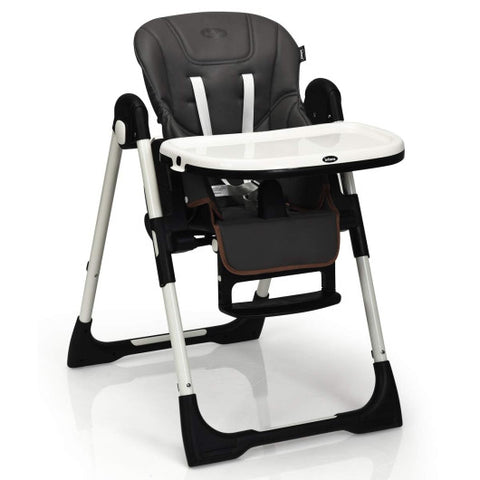 Foldable High chair with Multiple Adjustable Backrest-Dark Gray Foldable