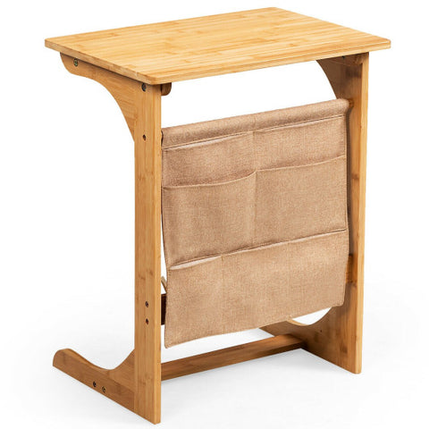 Bamboo Sofa Table End Table Bedside Table with Storage Bag Bamboo Sofa