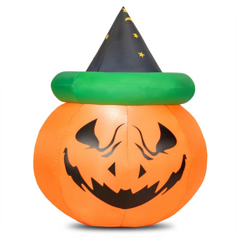 4 Feet Halloween Inflatable LED Pumpkin with Witch Hat 4 Feet Halloween